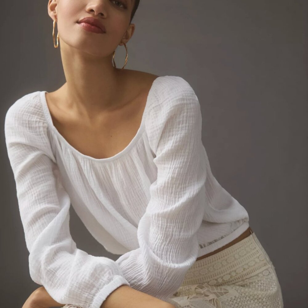 Anthropologie Cloth & Stone Gauze Top, M